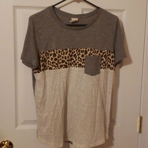 PINK gray, white, and cheetah print tee